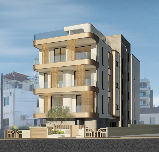 Modern luxury apartment building rendering